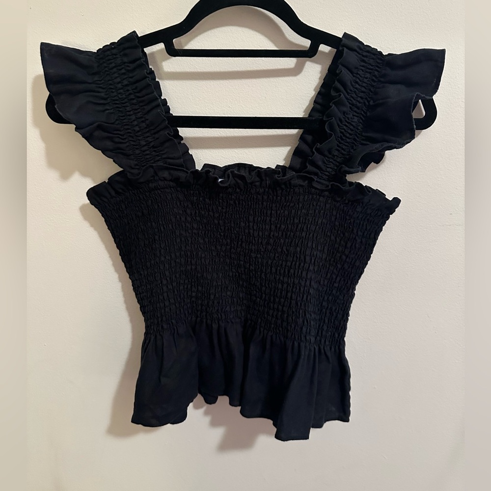 Hill House Black Smocked Top